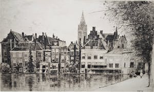 Buy Hendrikus Roodenburg - Den Haag - Vijverberg - grote ets uit 1921 - van Kunsthandel Koch - ingelijst -? Bid from 75!