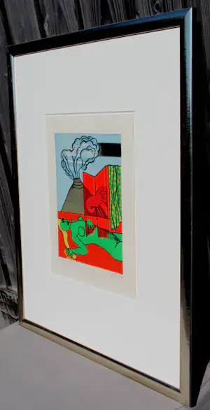 Corneille - Ingelijste kleurenlitho: Le volcan fête - 1984 kopen? Bied vanaf 275!