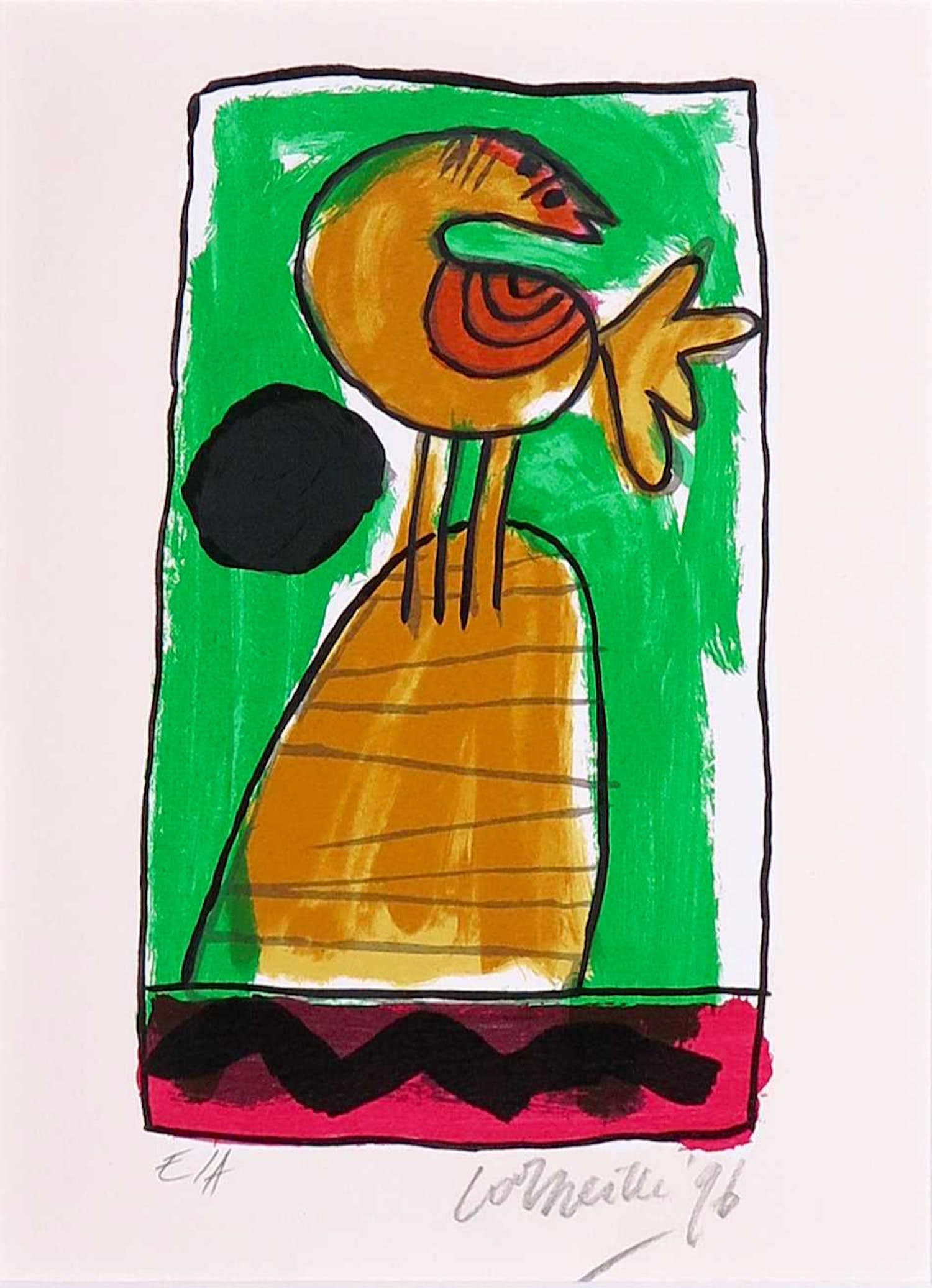 Corneille - Zeefdruk, Vogel verkocht voor € 1!