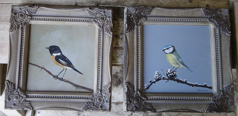 Henk Poeder - pendant vogeltjes verkocht voor € 70!