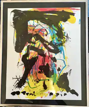 Asger Jorn - Cobra , Litho zonder titel, ingelijst vendu pour 50€ !