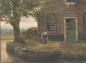 Johannes van Lijnschoten - gouache, boerderij, z.t., kopen? Bied vanaf 30!