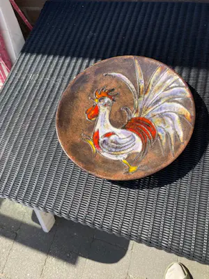 Ruscha - Mooie , in uitstekende staat keramiek wandbord waarop witte haan geschilderd is. kopen? Bied vanaf 45!