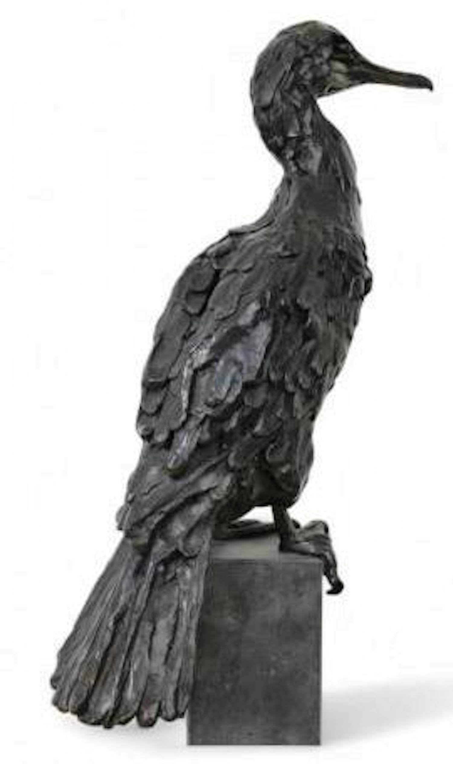 Jacqueline van der Laan - Zwart gepatineerd bronzen sculptuur op sokkel: Aalscholver kopen? Bied vanaf 2995!