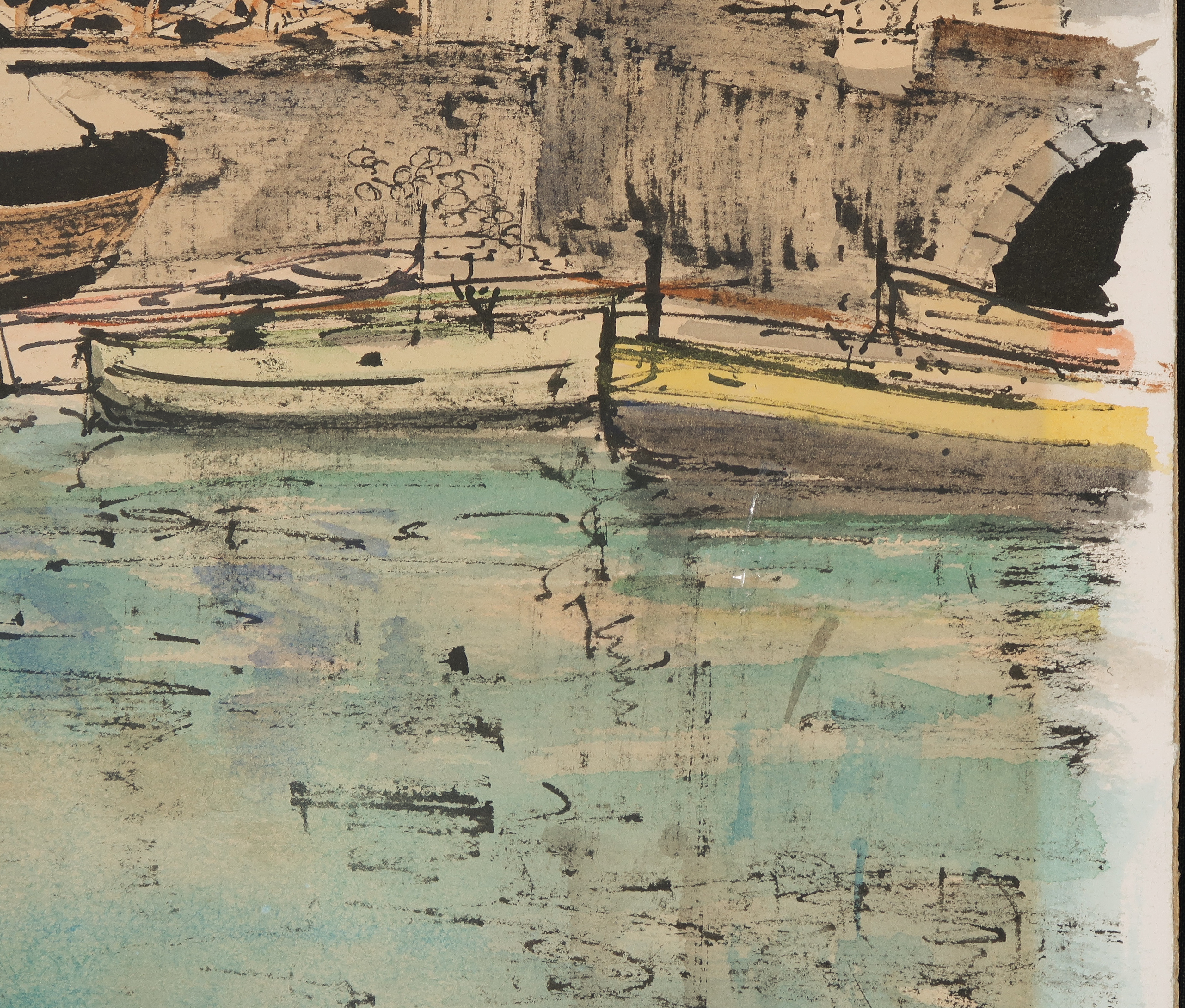 Jan den Hengst - Inkttekening en aquarel, Haven kopen? Bied vanaf 40!