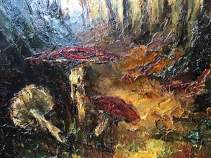 Peter Brouwer - Padestoelen in het bos olieverf op canvas kopen? Bied vanaf 75!