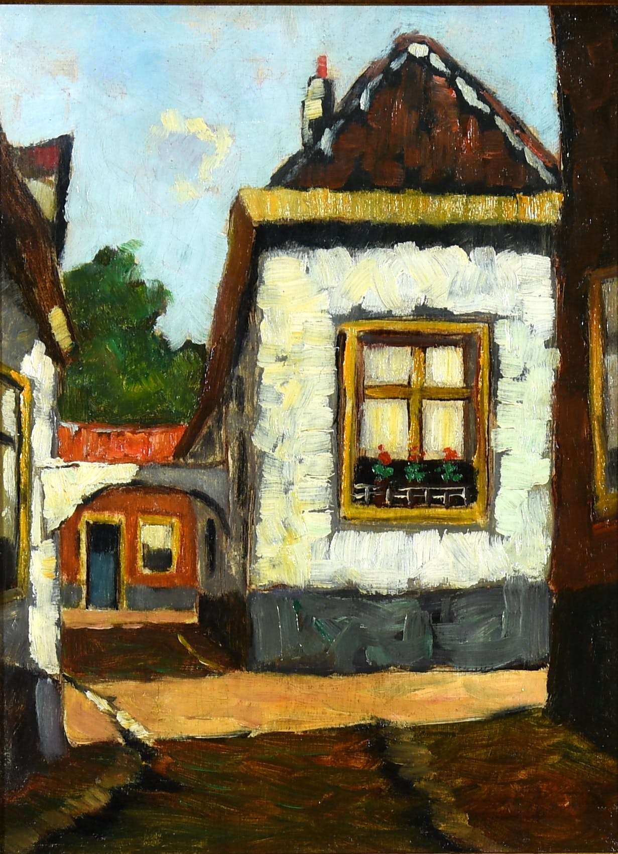 Adriaan Terhell - (1863-1949) - "Oud Woonhuis met Bloemen in Venster"-olieverf op doek-gesigneerd. kopen? Bied vanaf 70!
