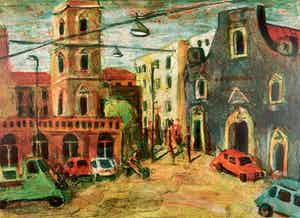 Jeroen Hermkens - Kleurenlitho - 'Napels' - 1993 verkocht voor € 100!