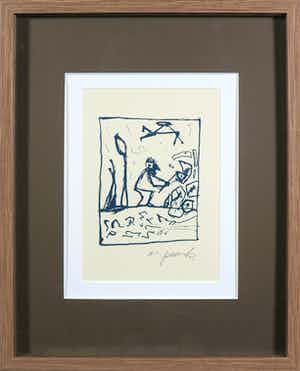 A.R. Penck - Zeldzame handgesigneerde litho, Zonder titel - Ingelijst verkocht voor € 1!