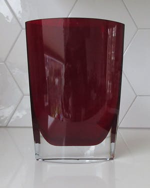 Krosno - Dieprode ovale kristallen vaas kopen? Bied vanaf 32!