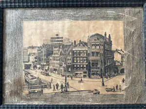 Marius Janssen - Vooroorlogse ets Hofplein Rotterdam (ca. 1915–1925) kopen? Bied vanaf 30!