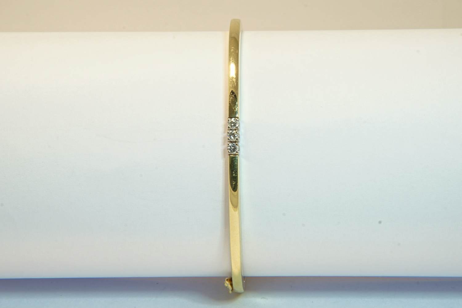 36 - 14 karaats gouden bicolor stijve armband met diamant ca 0.15 crt briljant verkocht voor € 990!