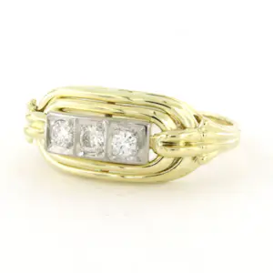 14k bicolour gouden ring met briljant geslepen diamanten tot. 0.12ct kopen? Bied vanaf 310!