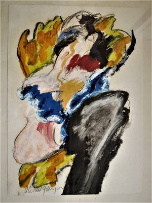 O.C. Hooymeijer - Expressionistische gemengde techniek (Olieverf/Pastel e.a.) "Can Can danseres" kopen? Bied vanaf 148!