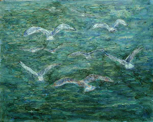 Paul Nieuwendijk - Meeuwen boven de zee. kopen? Bied vanaf 50!