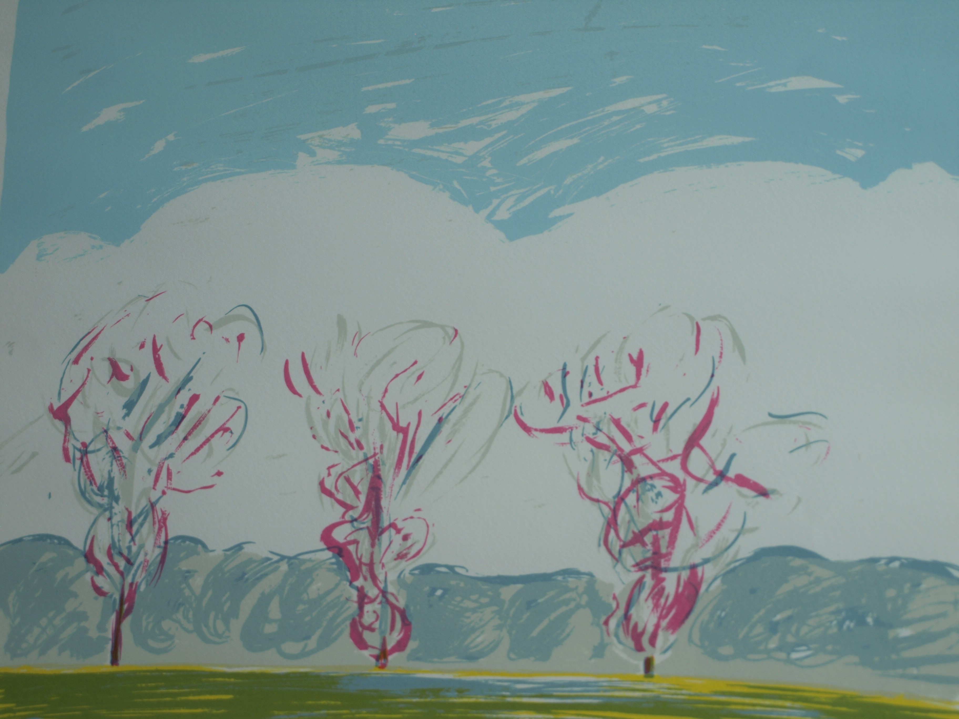 Frank Daalder - Zeefdruk , Drie bomen – gesigneerd & ingelijst - 1977  kopen? Bied vanaf 1!