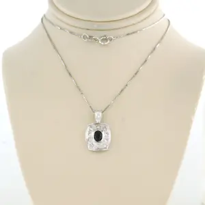 18k gouden collier en hanger met saffier en briljant geslepen diamant tot.0,24ct kaufen? Bieten Sie von 650!