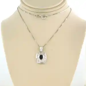 18k gouden collier en hanger met saffier en briljant geslepen diamant tot.0,24ct kaufen? Bieten Sie von 650!