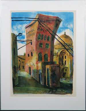 Jeroen Hermkens - Litho, Jemen, Ibb II- Ingelijst verkocht voor € 50!