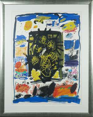 Kees Salentijn - Gemengde techniek op papier, Banos de Castelldefels - Ingelijst verkocht voor € 1!