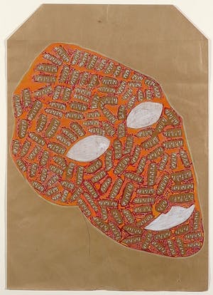 Dirk Celis - Gemengde techniek op kraftpapier, Zonder titel - Ingelijst kopen? Bied vanaf 50!