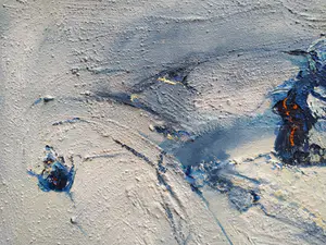 Ingeborg ten Hoopen - Schilderij met structuur. Blauw met wit kopen? Bied vanaf 500!