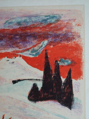 Willy Suter - Litho, “Sneeuwlandschap” – Kunst-Schoolplaat uit 1960 – V.AE.V.O. kopen? Bied vanaf 50!