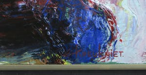 Niet of onleesbaar gesigneerd - Olieverf op doek, Abstracte compositie met vrouwfiguur - Ingelijst kopen? Bied vanaf 1!