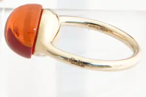 176- Exclusieve POMELLATO Italy 9 krt goud  "rouge passion" SET oorclips & ring kopen? Bied vanaf 760!
