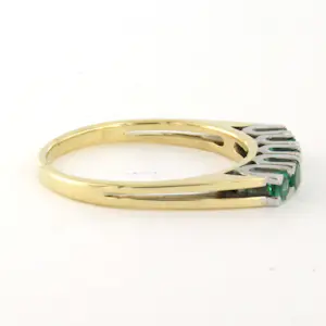 14k bicolour gouden ring bezet met smaragd - ringmaat 18.75 (59) kopen? Bied vanaf 250!
