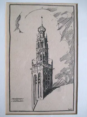 Niet of onleesbaar gesigneerd - Twee ingelijste lithografien Haarlem kopen? Bied vanaf 1!