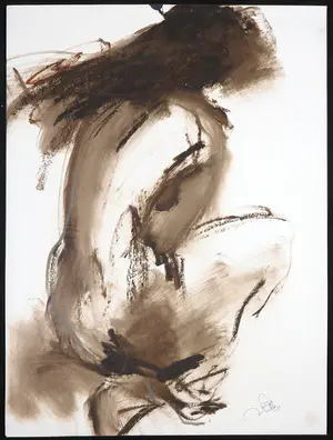 Franscz Witte - Gemengde techniek op papier, Zittend naakt vanaf rug kopen? Bied vanaf 1!