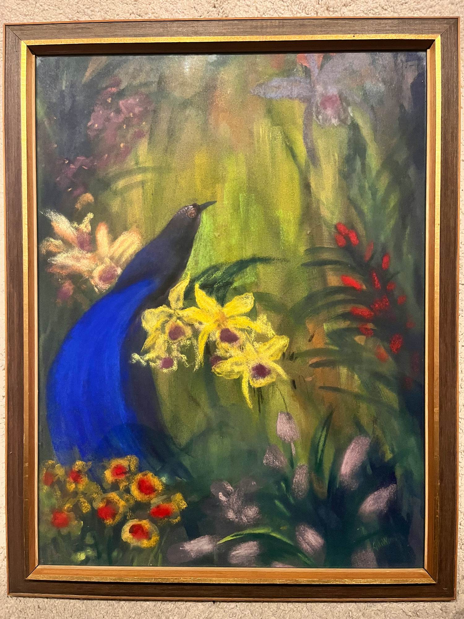 Janus de Winter - Blauwe paradijs vogel met gele orchideeën kopen? Bied vanaf 350!