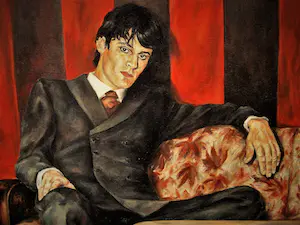 Niet of onleesbaar gesigneerd - Groot Duits? expressionistisch schilderij "man op bank" gesigneerd kopen? Bied vanaf 1!
