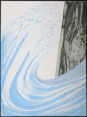 Johannes van Hoften - Gouache op karton, Golf en hout kopen? Bied vanaf 1!