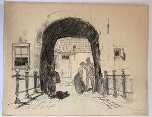 Herman Moerkerk - Oude poort met figuren kopen? Bied vanaf 160!