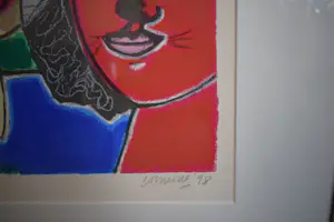 Corneille - Zeefdruk - Femme et oiso rouge - Ingelijst kopen? Bied vanaf 195!