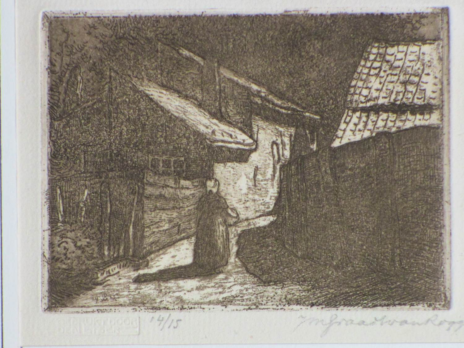 Johannes Graadt van Roggen - Straatje te Veere - Ets kopen? Bied vanaf 90!