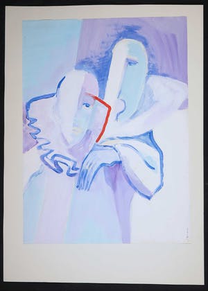 Joe Wols - Acryl op papier, Twee figuren kopen? Bied vanaf 1!