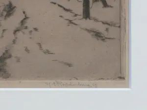 Hendrikus Roodenburg - Winter 1913, tol bij Wijkerbrug, Voorburg - Ets kopen? Bied vanaf 60!