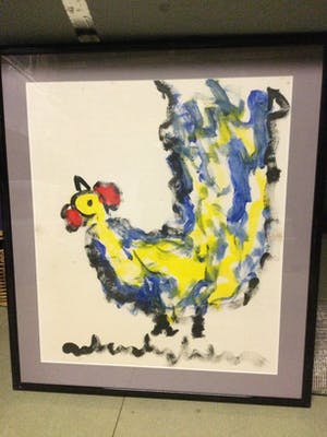 Anton Heyboer - Kip geel en blauw kopen? Bied vanaf 190!