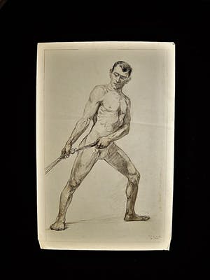 Niet of onleesbaar gesigneerd - omstreeks 1920 - grote pastel/houtskool tekening - mannelijk naakt - gesigneerd kopen? Bied vanaf 1!