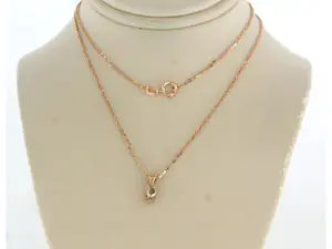 14k rosé gouden collier met solitair hanger bezet met diamant 0.10 ct - 45 cm kopen? Bied vanaf 175!