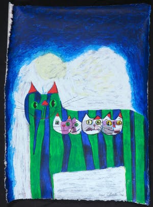 Franz Lauter - Zeefdruk op geschept papier, Cats kopen? Bied vanaf 1!