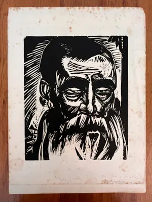 AcheterJan Frans Cantre - Gesigneerde originele linosnede - 1932 - "Herderskop"? Enchérissez de 65!