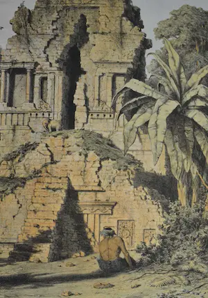 Jan Weissenbruch - litho, ruine van een tjandi, in een pepertuin te Bangil kopen? Bied vanaf 30!