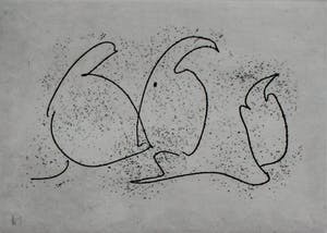 Willem Hussem - Abstracte compositie, droge naald ets - 1982 kopen? Bied vanaf 50!