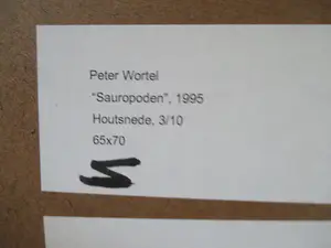 Peter Wortel - houtsnede "Sauropoden" in mooie Barth lijst! kopen? Bied vanaf 1!