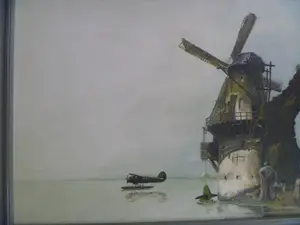 Peter Meuleners - Kalme zee met watervliegtuig , gesigneerd en ingelijsd kopen? Bied vanaf 35!