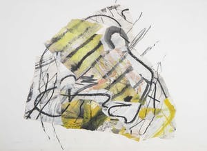 Margriet van Hegelsom - Collage en krijt op papier, Zonder titel kopen? Bied vanaf 1!